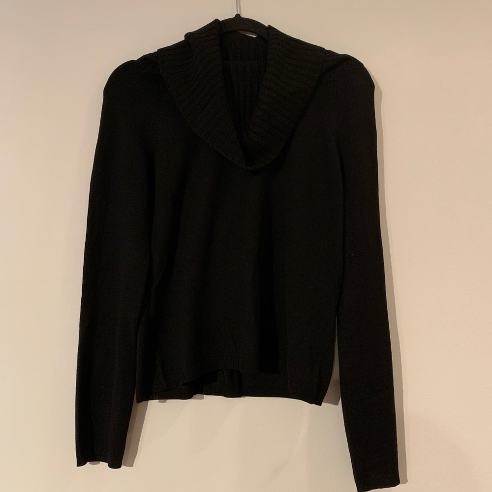 Ann Taylor Black Merino Wool Cowl Neck Sweater M